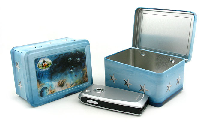 candy tin case with hinged lid