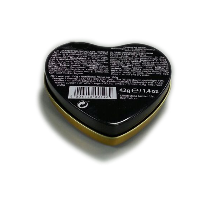 dark heart chocolate tin box