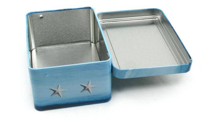 candy tin case with hinged lid 