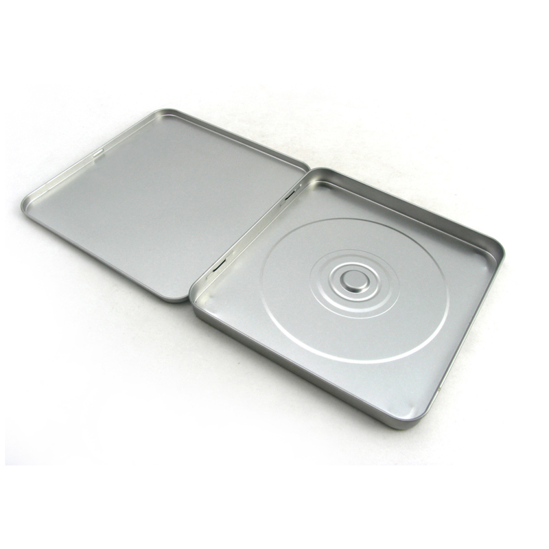 silver plain CD tin box