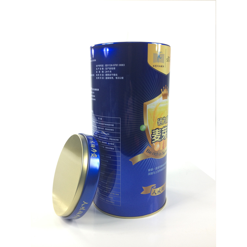 airtight round shape malt powder tin