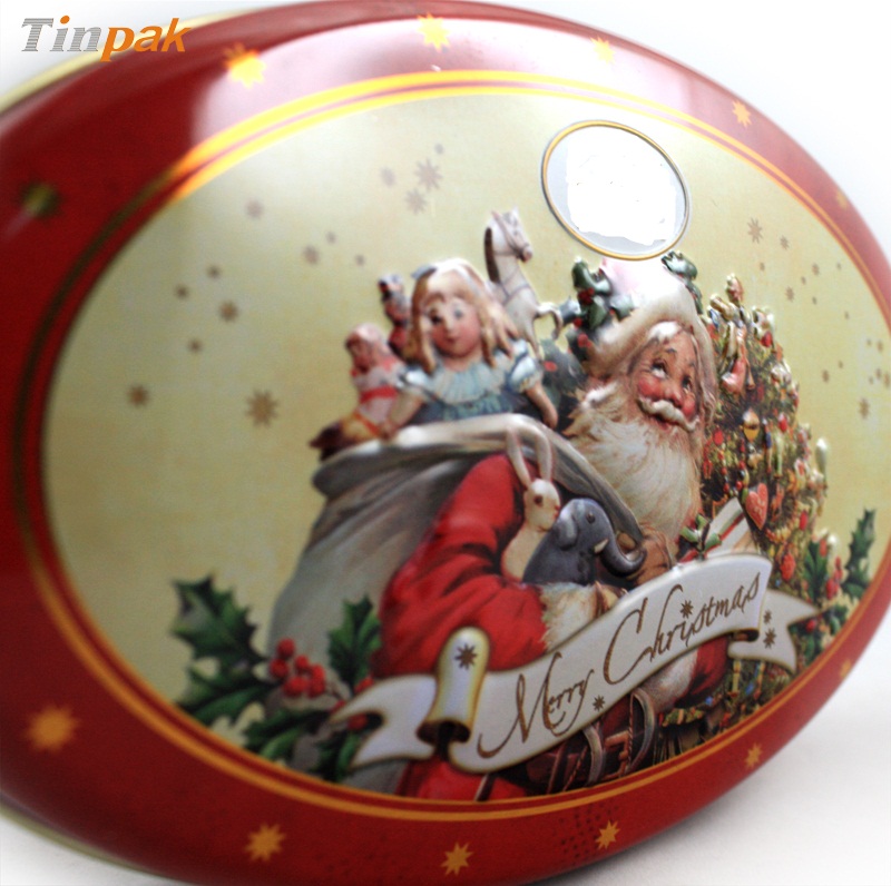 3D embossed Christmas tin box