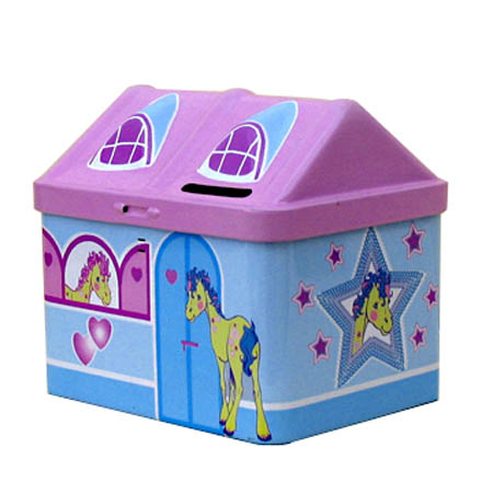 small house shaped tin box
