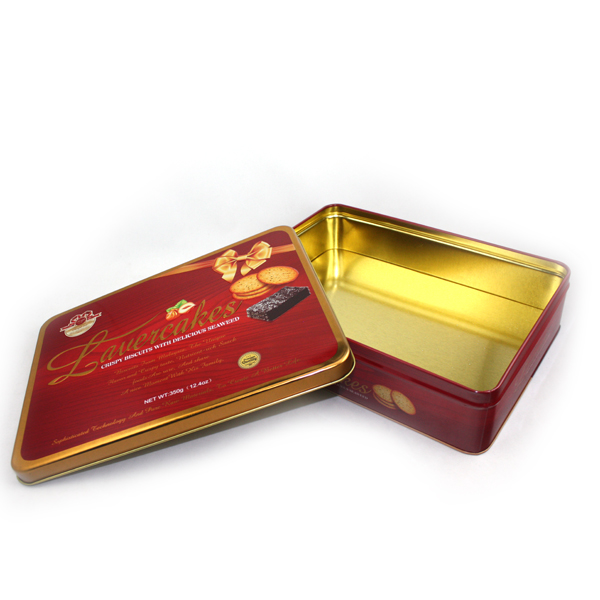 Empty metal tin with printing for cookies packing