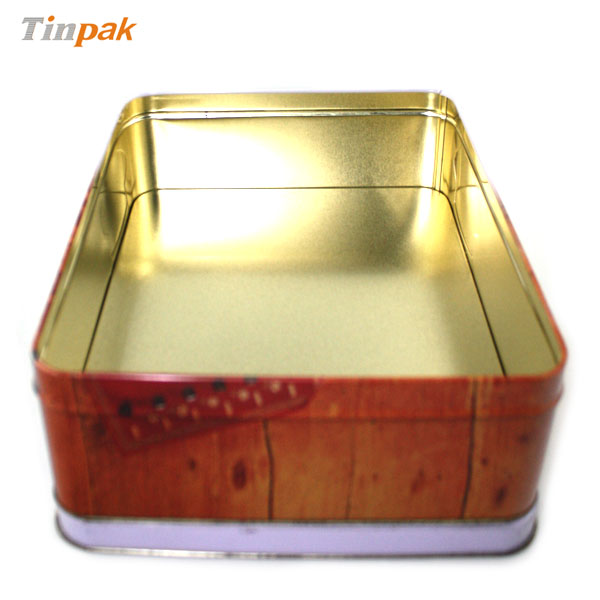 metal biscuit tin container with step lid 