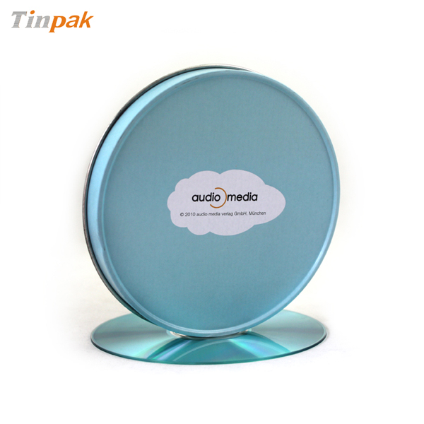 music CD tin case with stackable lid
