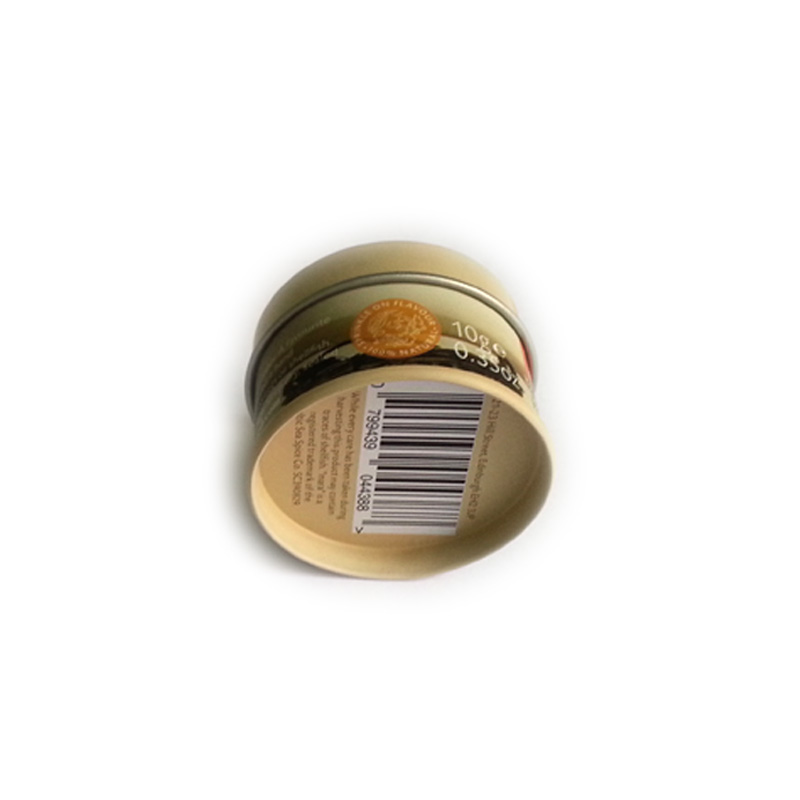 round spice tin box with window