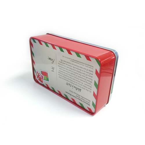 rectangular Christmas biscuit tin box with embossing