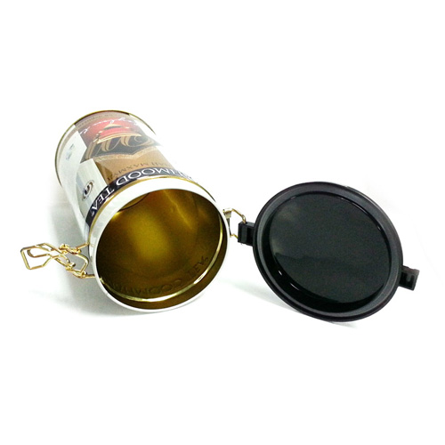 medium round tea tin box with plastic airtight lid
