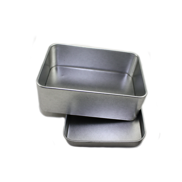small metal silver plain rectangular tin box for wax pencil