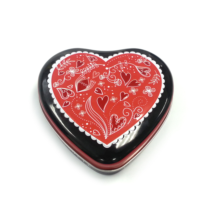 Heart shaped chocolate tin box