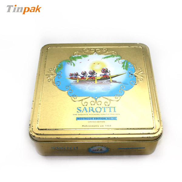 Custom Golden Square Chocolate Gift Tin Box