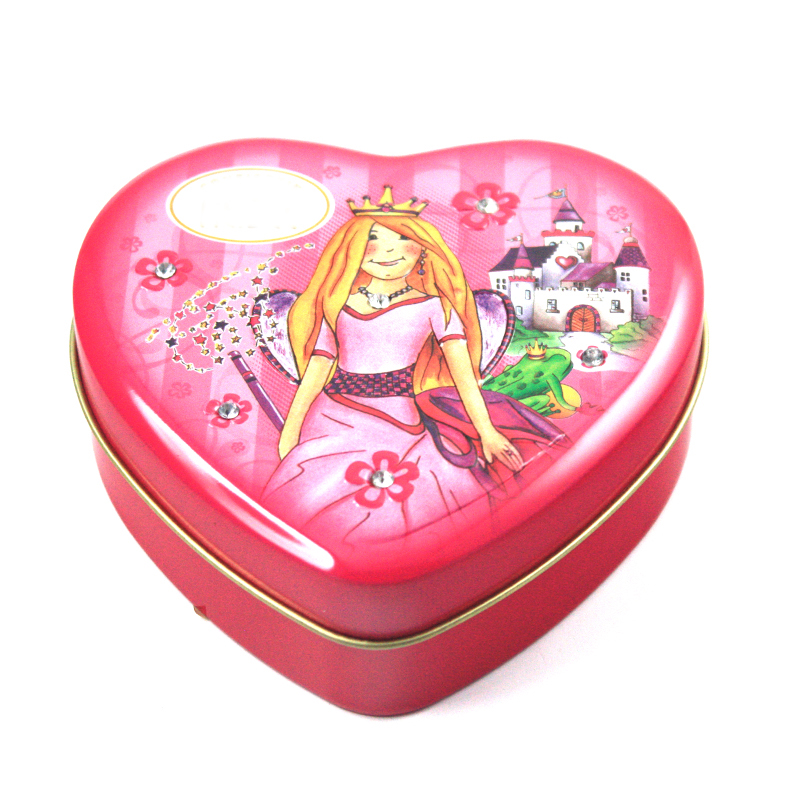 heart tin box with diamonds inserted