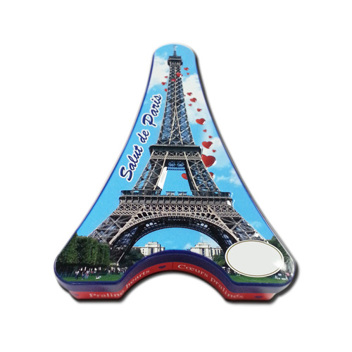 3D embossed Eiffel tower tin box with tray
