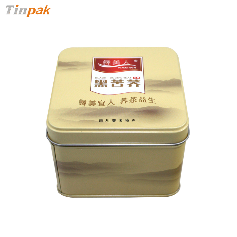 premium square metal tea tin container