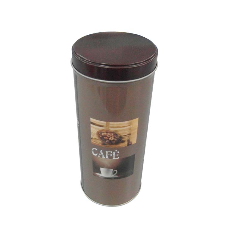 tall round coffee tin container