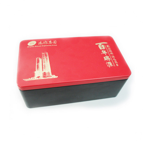 rectangular metal cookie tin container with plug lid