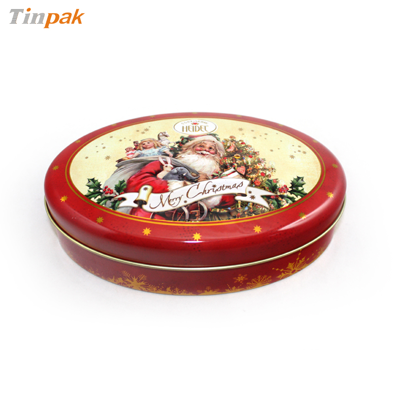 Oval Shaped Christmas Chocolate Gift Tin Box