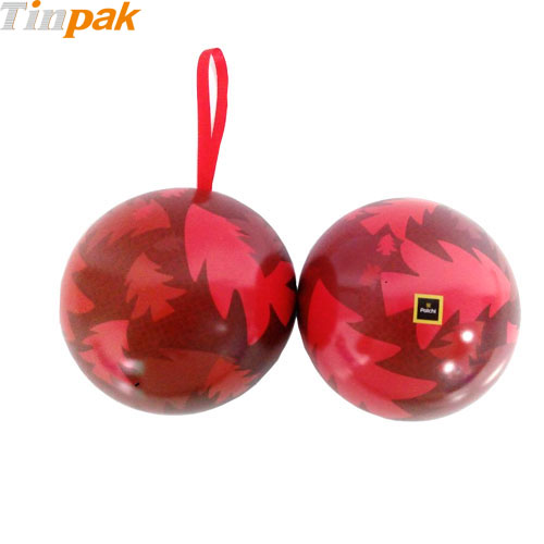 Decorative Personalized Ball Tin with Silk Ribbon