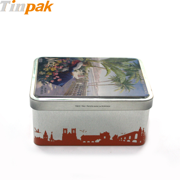 Wholesale vintage tin cookie boxes with hinged lids