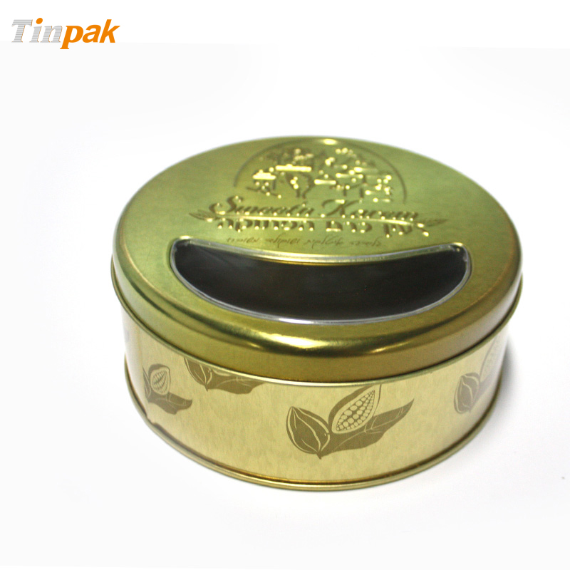 Wholesale premium round flat lid tea tin