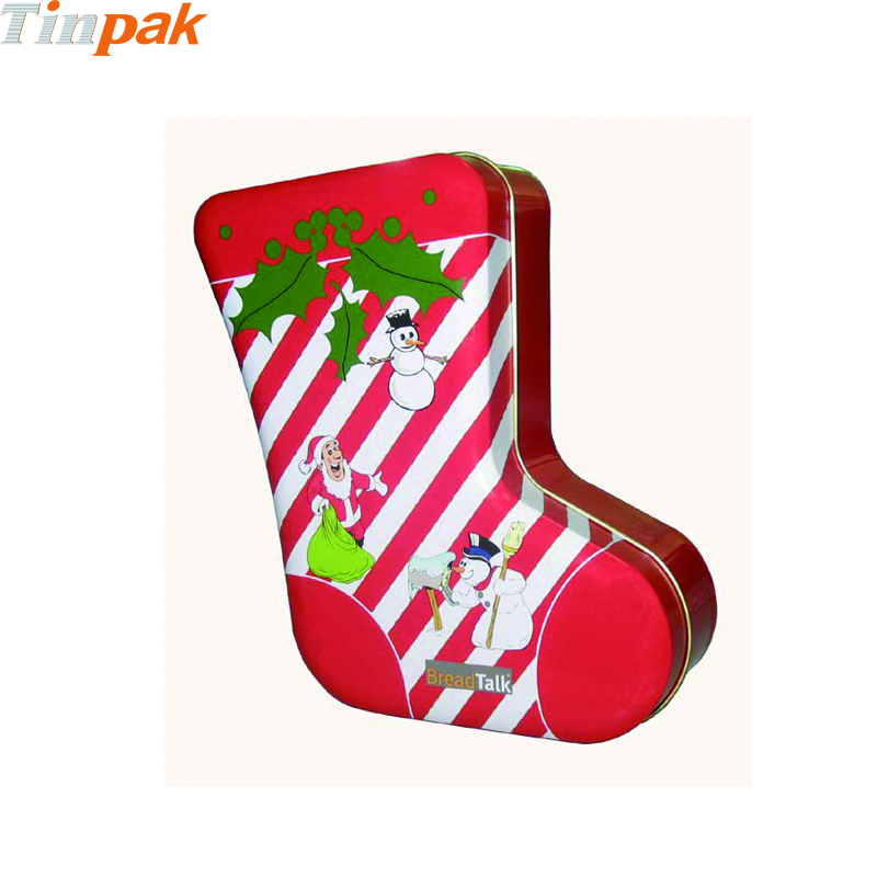 Christmas Sock Shaped Gift Tin Box