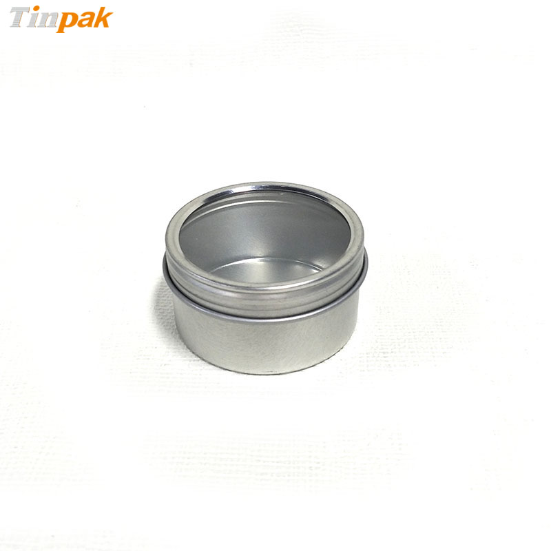 Small screw lid tea tin canisters with clear lid