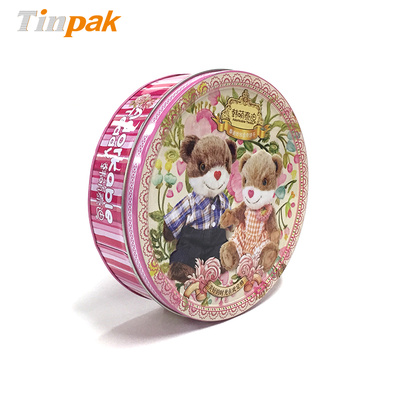 round metal tin container for cookies