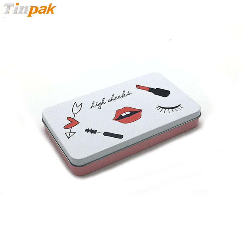 Customized printing matte rectangular tin cosmetic containers