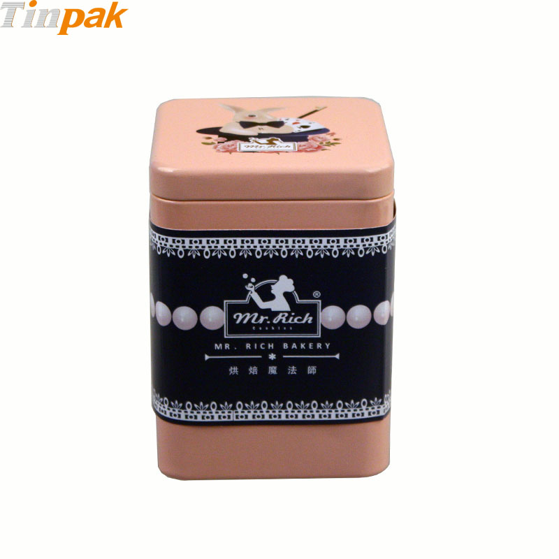 Square plug lid tea tin container