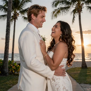 David and Maria at their beach wedding in Cebu - Filipino dating success story