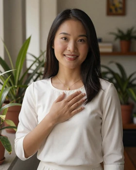 Vietnamese woman touched by her partner's effort to learn Vietnamese phrases for dating