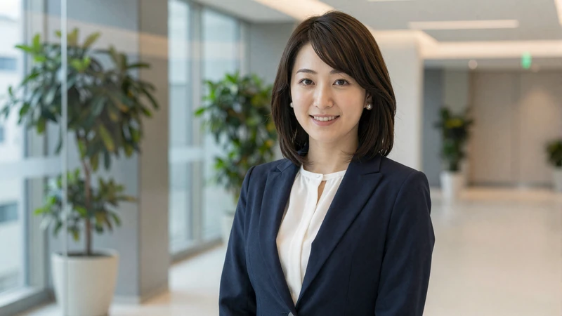 Japanese woman in professional attire at a modern Tokyo office, demonstrating the career ambition of Japanese women in dating