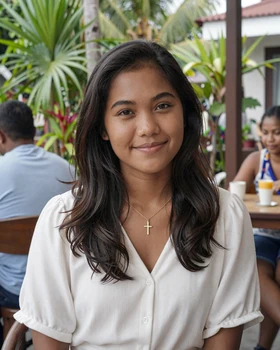 Timorese woman smiling at a cafe in Dili, East Timor - warm-hearted singles for dating
