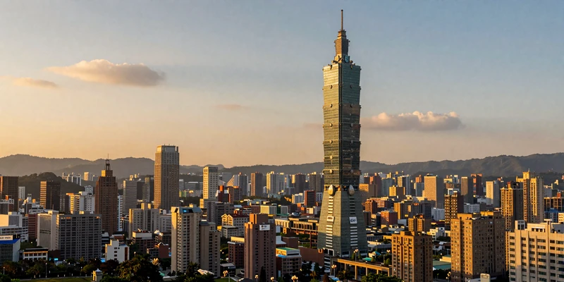 Taipei skyline with Taipei 101 at golden hour - ideal city for meeting Taiwanese women