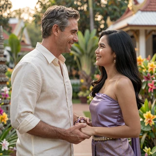 Robert and Araya in Thailand - Thai dating success story on Tinpak Asians