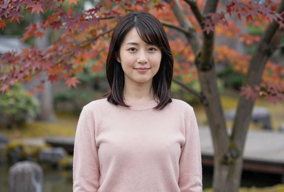 Elegant Japanese woman in autumn garden setting representing Japanese dating culture